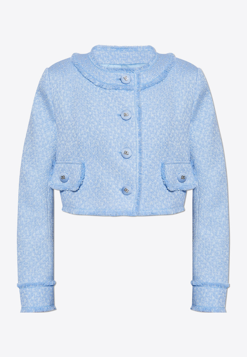 Dolce 
Gabbana Single-Breasted Tweed Jacket Light Blue F26X8T HUMUA-F3981