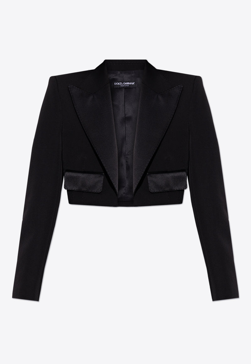 Dolce 
Gabbana Wool-Blend Spencer Tuxedo Blazer Black F296YT FU21E-N0000