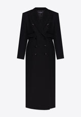 Dolce 
Gabbana Double-Breasted Long Wool Coat Black F0W2HT FU272-N0000