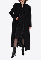 Dolce 
Gabbana Double-Breasted Long Wool Coat Black F0W2HT FU272-N0000