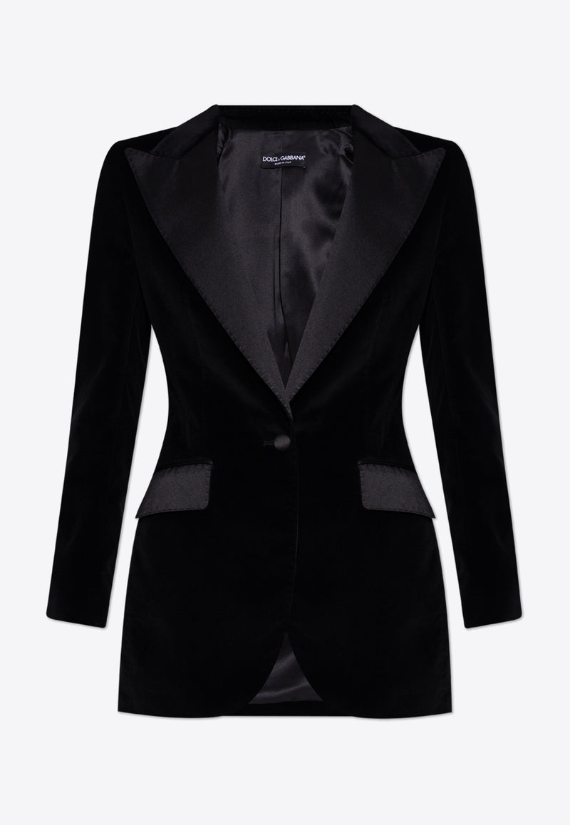 Dolce 
Gabbana Single-Breasted Velvet Tuxedo Blazer Black F2942T FUVG7-N0000