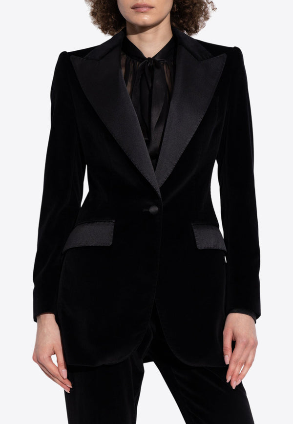 Dolce 
Gabbana Single-Breasted Velvet Tuxedo Blazer Black F2942T FUVG7-N0000