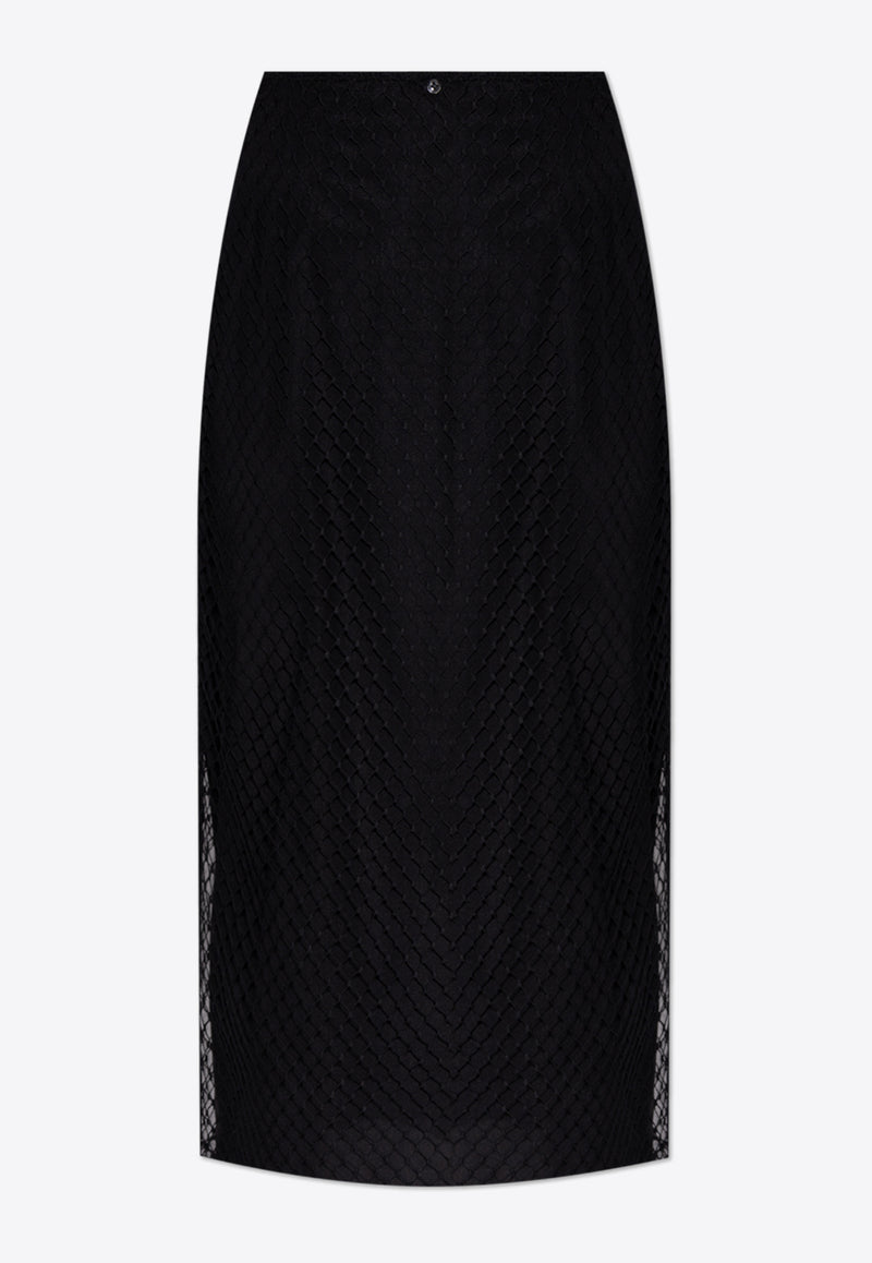 Dolce 
Gabbana Sheer Mesh Midi Pencil Skirt Black F4C0CT HLM83-N0000