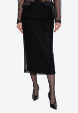 Dolce 
Gabbana Sheer Mesh Midi Pencil Skirt Black F4C0CT HLM83-N0000