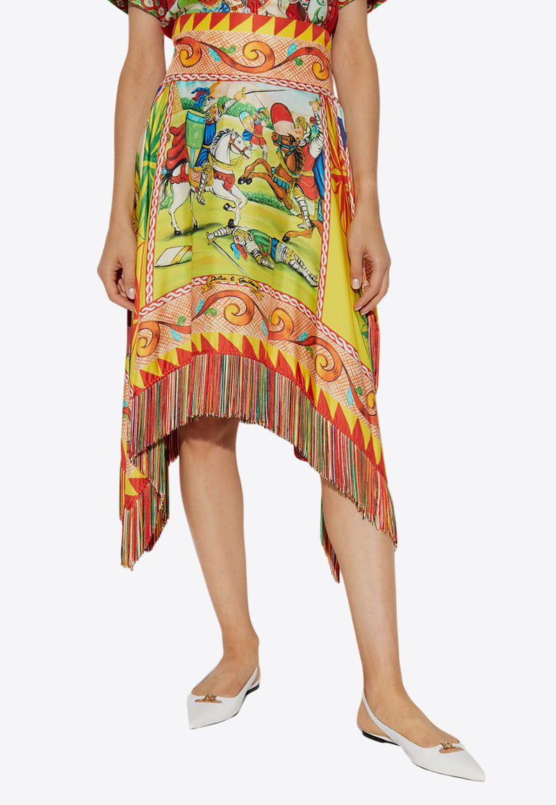 Dolce 
Gabbana Carretto Print Asymmetric Midi Skirt Multicolor F4BYHT GDS12-HH90D