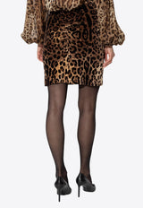 Dolce 
Gabbana Leopard Jacquard Mini Pencil Skirt Brown F4COFT FJ7D5-S8350