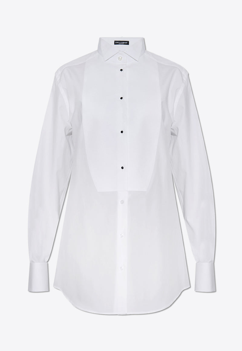 Dolce 
Gabbana Piqué-Front Poplin Shirt White F5S96T GDCPO-W0800