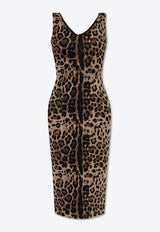 Dolce 
Gabbana Leopard Print Jersey Midi Dress Brown F6AWET FJGAS-S8350