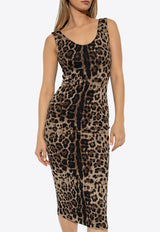 Dolce 
Gabbana Leopard Print Jersey Midi Dress Brown F6AWET FJGAS-S8350