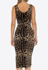 Dolce 
Gabbana Leopard Print Jersey Midi Dress Brown F6AWET FJGAS-S8350