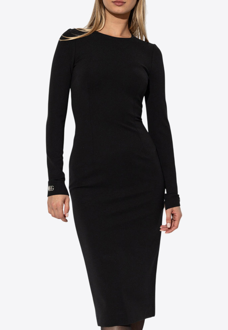 Dolce 
Gabbana DG Logo Jersey Midi Dress Black F6AIUT FUGKF-N0000