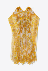 Dolce 
Gabbana Majolica-Print Silk Chiffon Maxi Kaftan Dress Yellow F6JDFT HI1TZ-H95DQ