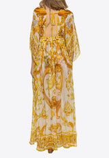 Dolce 
Gabbana Majolica-Print Silk Chiffon Maxi Kaftan Dress Yellow F6JDFT HI1TZ-H95DQ