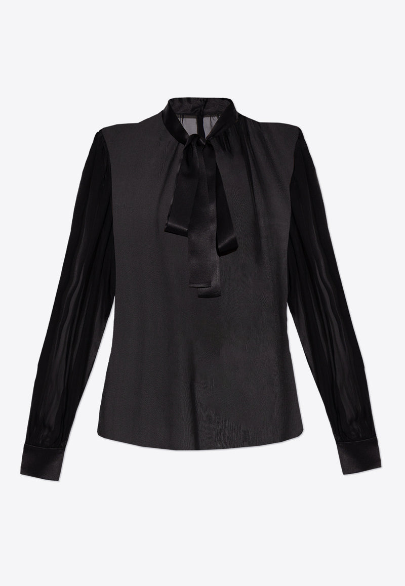 Dolce 
Gabbana Silk chiffon Neck-Bow Blouse Black F7AG0T FU1AT-N0000