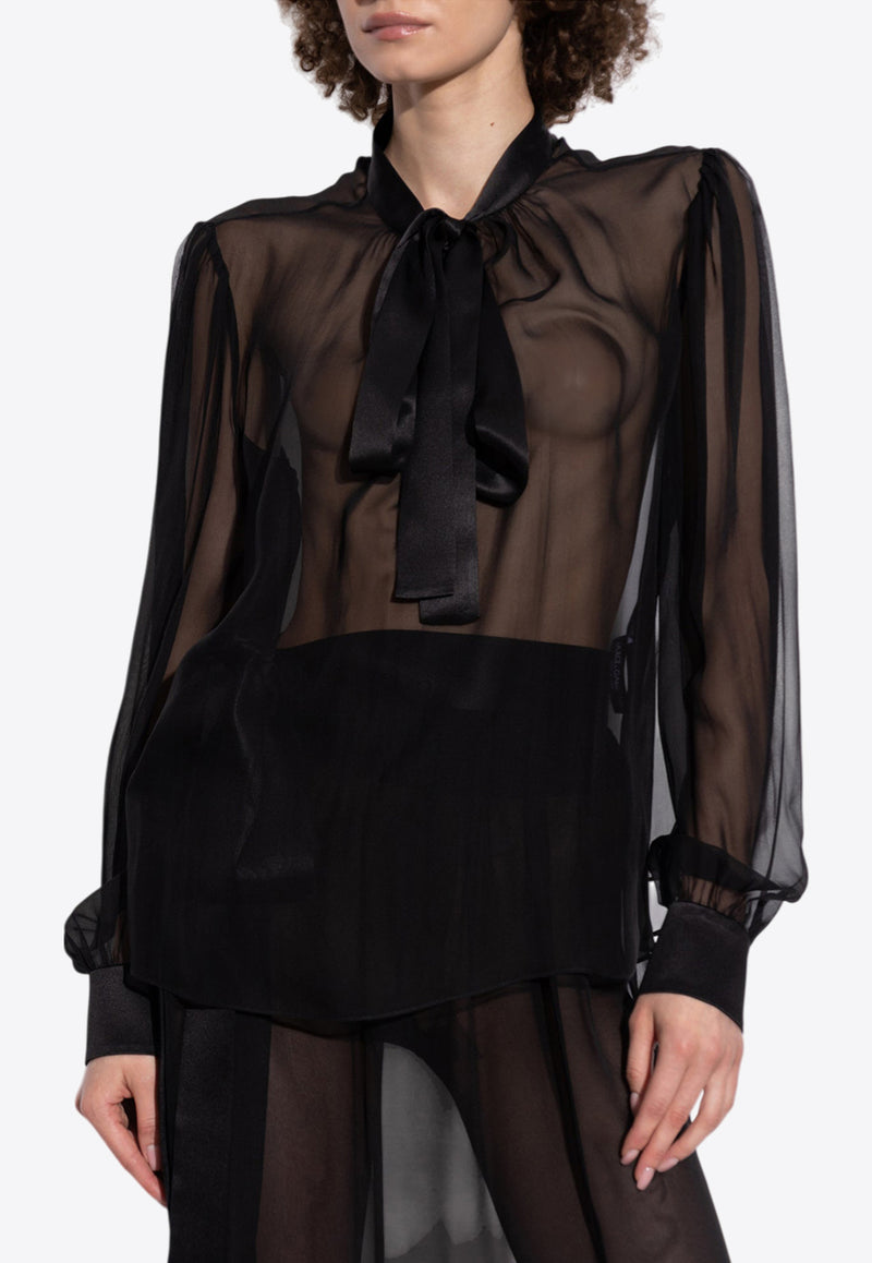 Dolce 
Gabbana Silk chiffon Neck-Bow Blouse Black F7AG0T FU1AT-N0000