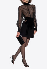 Dolce 
Gabbana Wool Crepe and Organza Mini Dress Black F6JNDT GDCO9-N0000