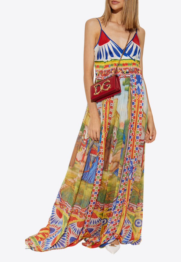 Dolce 
Gabbana Carretto Pattern Silk Maxi Dress Multicolor F6J8BT GDS13-HH96D