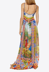 Dolce 
Gabbana Carretto Pattern Silk Maxi Dress Multicolor F6J8BT GDS13-HH96D