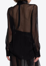 Dolce 
Gabbana High-Neck Silk Chiffon Blouse Black F7AI0T FU1AT-N0000