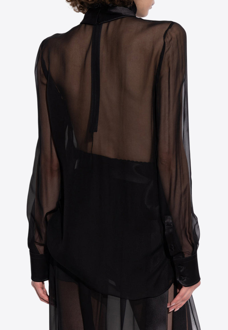 Dolce 
Gabbana High-Neck Silk Chiffon Blouse Black F7AI0T FU1AT-N0000