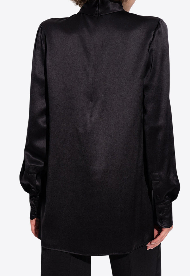 Dolce 
Gabbana High-Neck Silk Satin Blouse Black F7AI0T FU1AU-N0000