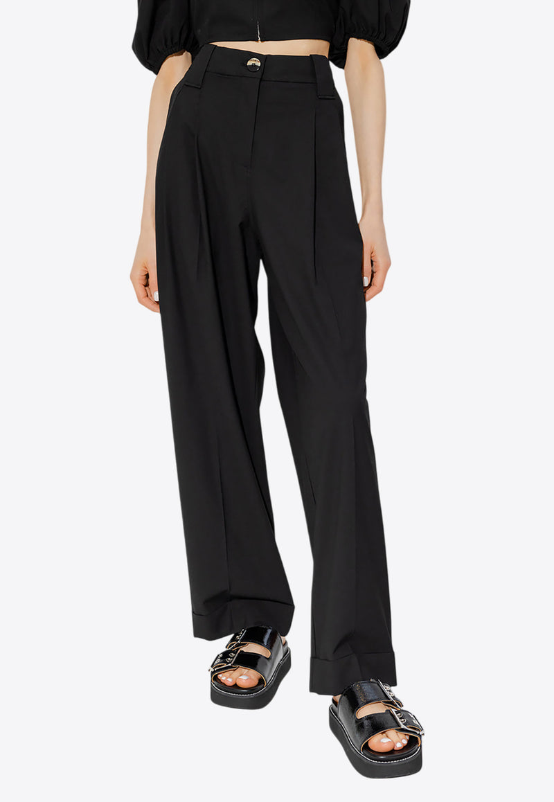 GANNI Wide-Leg Tailored Pants Black F8075 6627-099