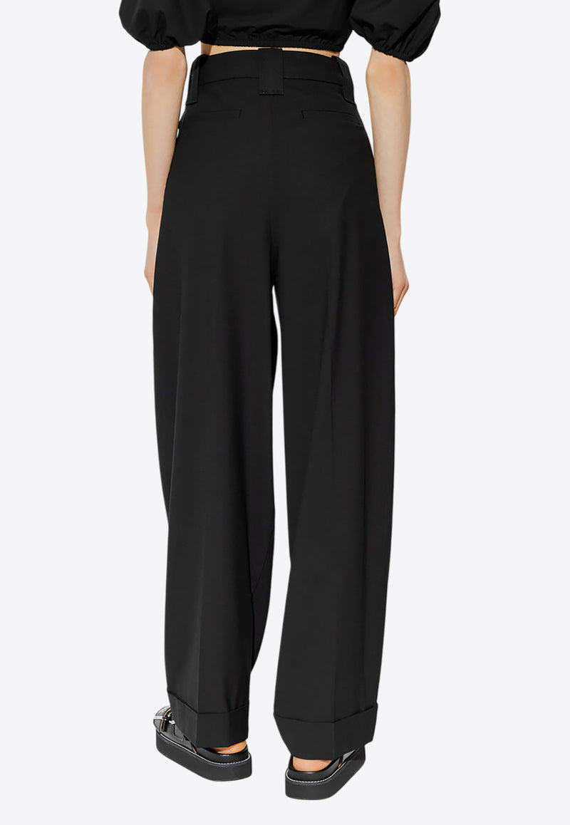 GANNI Wide-Leg Tailored Pants Black F8075 6627-099