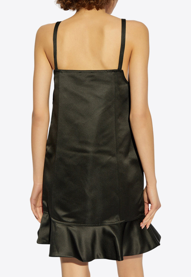 GANNI Duchesse Satin Sleeveless Mini Dress Black F9719 6815-099