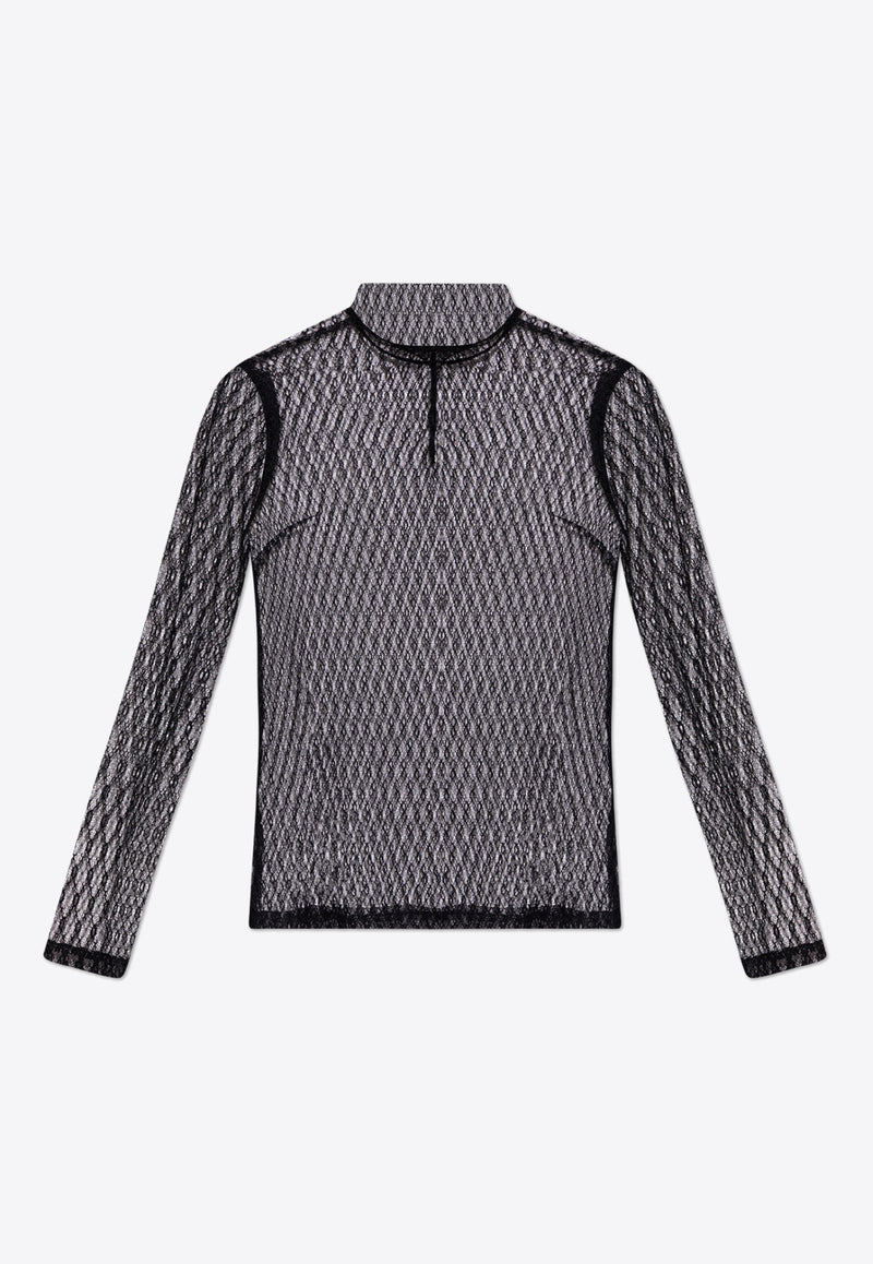 Dolce 
Gabbana Stand-Up Collar Mesh Blouse Black F7AI7T ILMBD-N0000