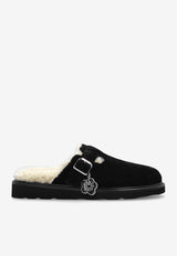 Kenzo Matto Suede and Shearling Flat Mules Black FE62MU051 L58-99