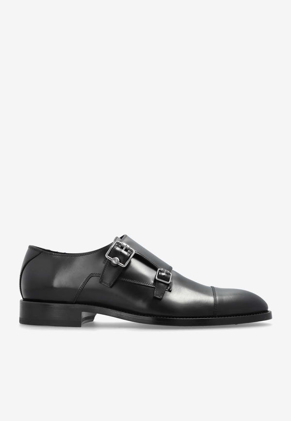 Jimmy Choo Finnion Leather Monk Strap Shoes Black FINNION MONKSTRAP BOL-BLACK