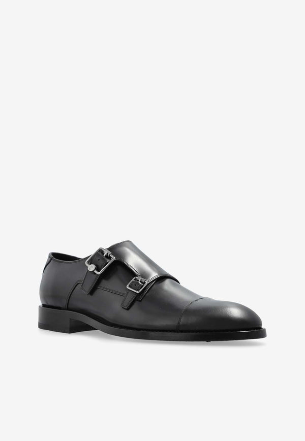 Jimmy Choo Finnion Leather Monk Strap Shoes Black FINNION MONKSTRAP BOL-BLACK