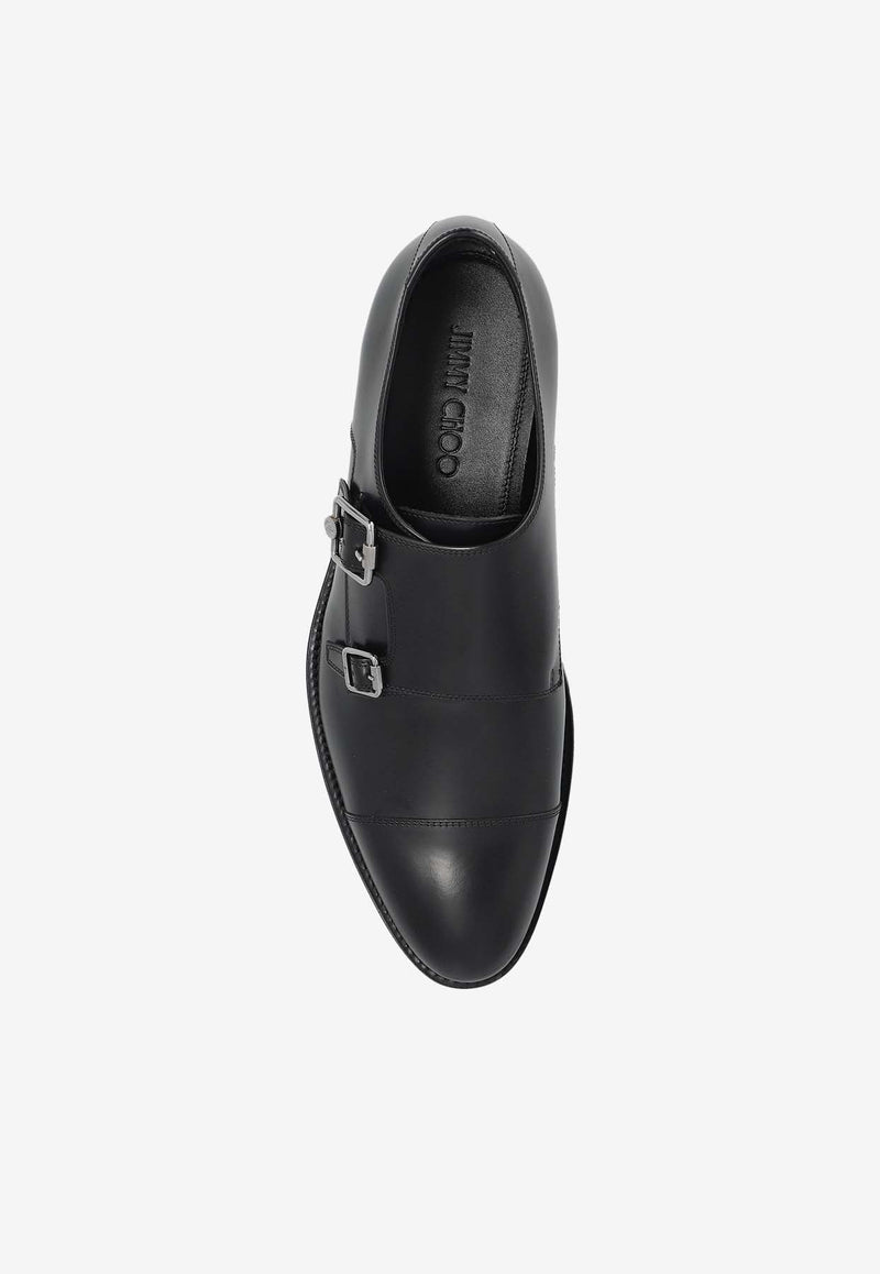 Jimmy Choo Finnion Leather Monk Strap Shoes Black FINNION MONKSTRAP BOL-BLACK