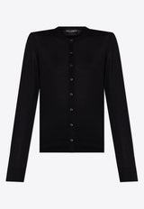 Dolce 
Gabbana Cashmere and Silk Crewneck Cardigan Black FXV09T JFMEW-N0000