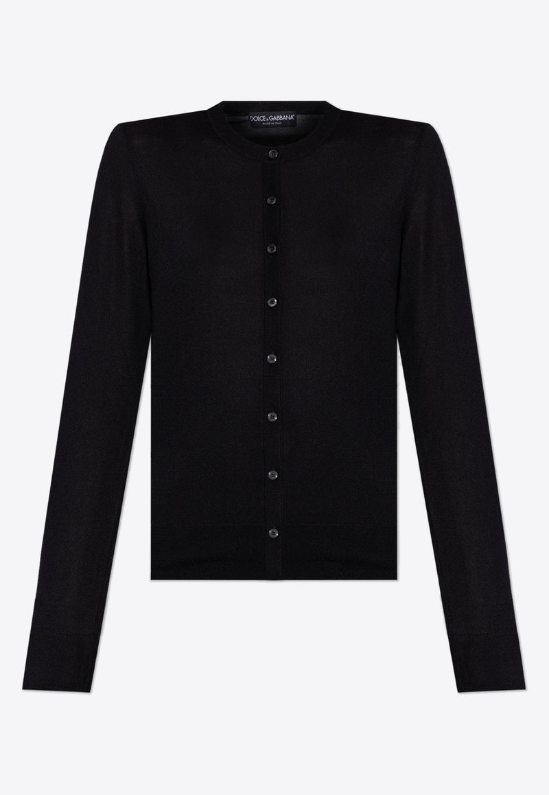 Dolce 
Gabbana Cashmere and Silk Crewneck Cardigan Black FXV09T JFMEW-N0000