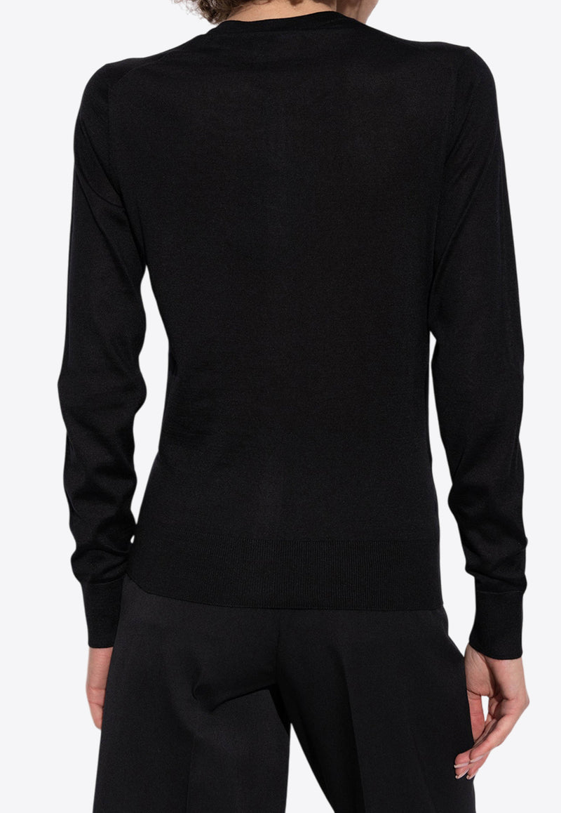 Dolce 
Gabbana Cashmere and Silk Crewneck Cardigan Black FXV09T JFMEW-N0000