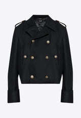 Dolce 
Gabbana Short Wool Military-Style Coat Black G048PT FU28H-N0000