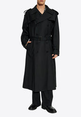 Dolce 
Gabbana Double-Breasted Wool Trench Coat Black G049GT FU28P-N0000