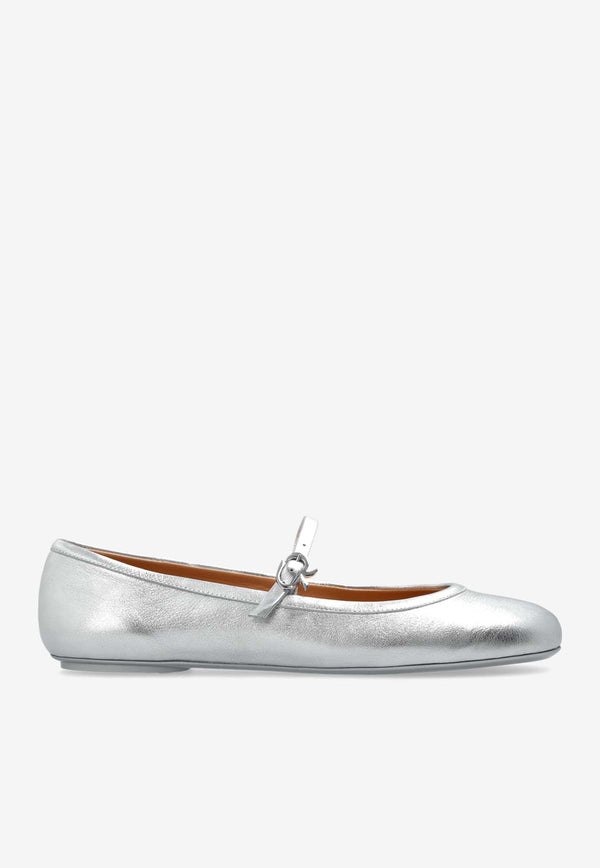 Gianvito Rossi Carla Metallic Leather Ballet Flats Silver G22223 05GOM-NSWARGE