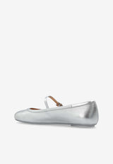 Gianvito Rossi Carla Metallic Leather Ballet Flats Silver G22223 05GOM-NSWARGE