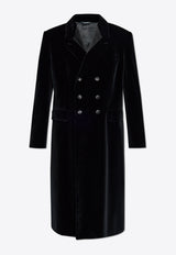 Dolce 
Gabbana Double-Breasted Velvet Coat Black G039YT FUVCE-N0000