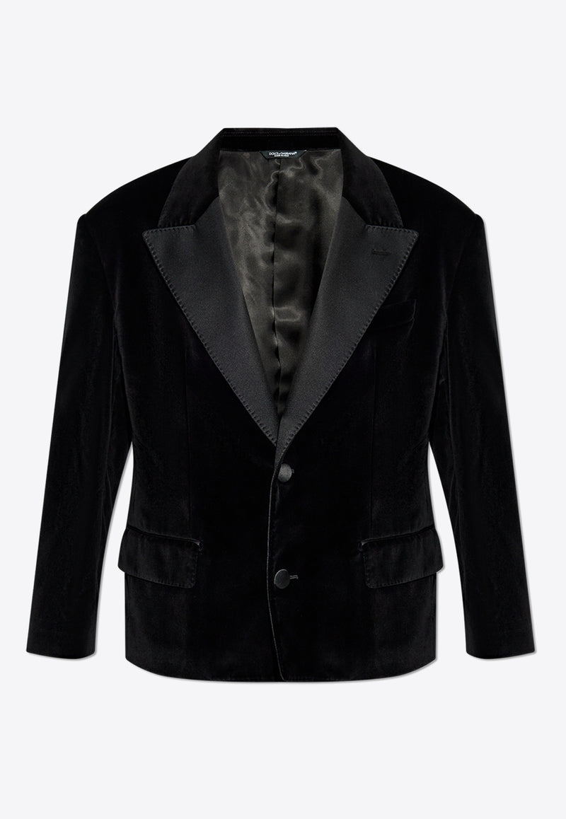 Dolce 
Gabbana Oversized Single-Breasted Velvet Jacket Black G2UC2T FUWBN-N0000