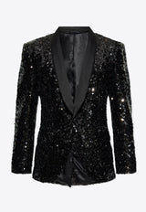 Dolce 
Gabbana Single-Breasted Sequined Blazer Black G2UG2T FLSGD-N0000