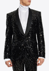 Dolce 
Gabbana Single-Breasted Sequined Blazer Black G2UG2T FLSGD-N0000