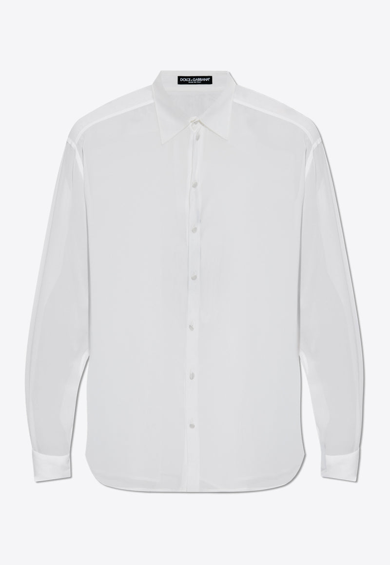 Dolce 
Gabbana Silk Georgette Long-Sleeved Shirt White G5MG9T FU1AR-W0800