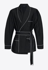 Dolce 
Gabbana Shawl-Lapels Wool Robe with Piping Black G2TQ4T FU2SB-N0000