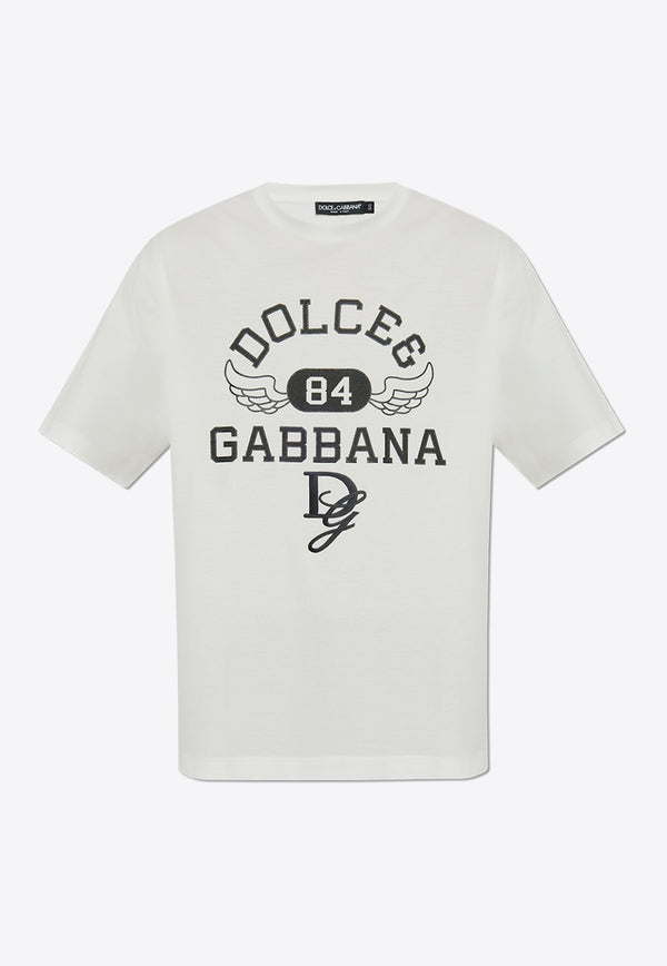 Dolce 
Gabbana Front Logo-Print Crewneck T-shirt White G8PN9Z G7NSN-W0111