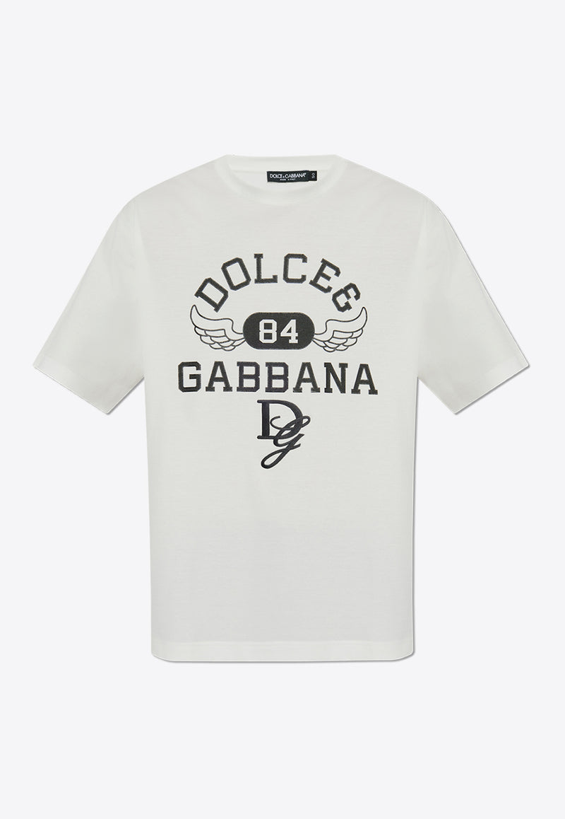 Dolce 
Gabbana Front Logo-Print Crewneck T-shirt White G8PN9Z G7NSN-W0111