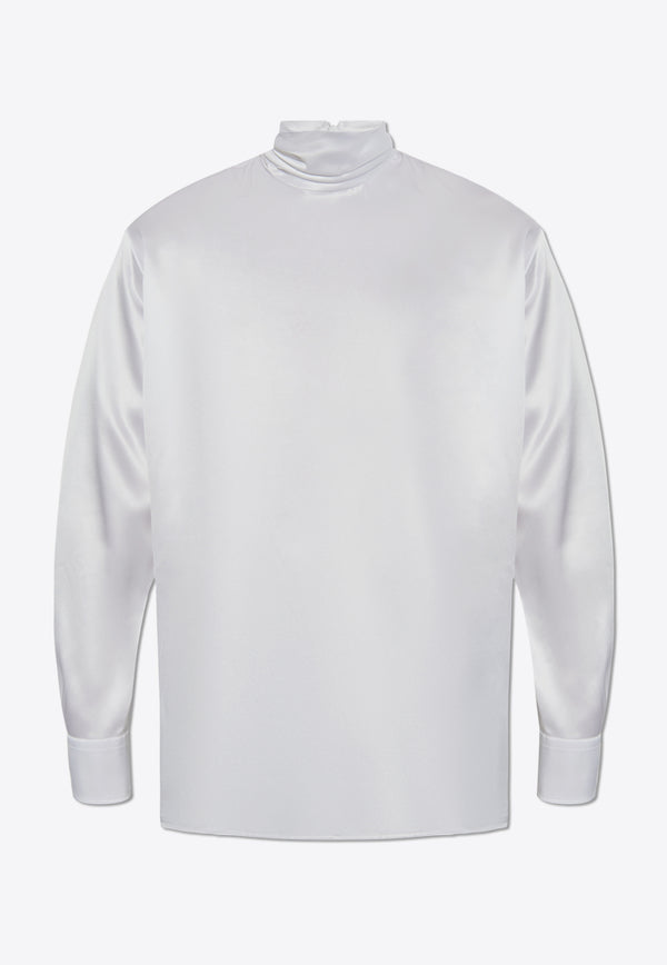 Dolce 
Gabbana Loose Silk Turtleneck Shirt White G8SD9T FU1NU-W0800