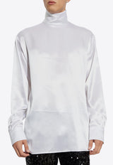 Dolce 
Gabbana Loose Silk Turtleneck Shirt White G8SD9T FU1NU-W0800